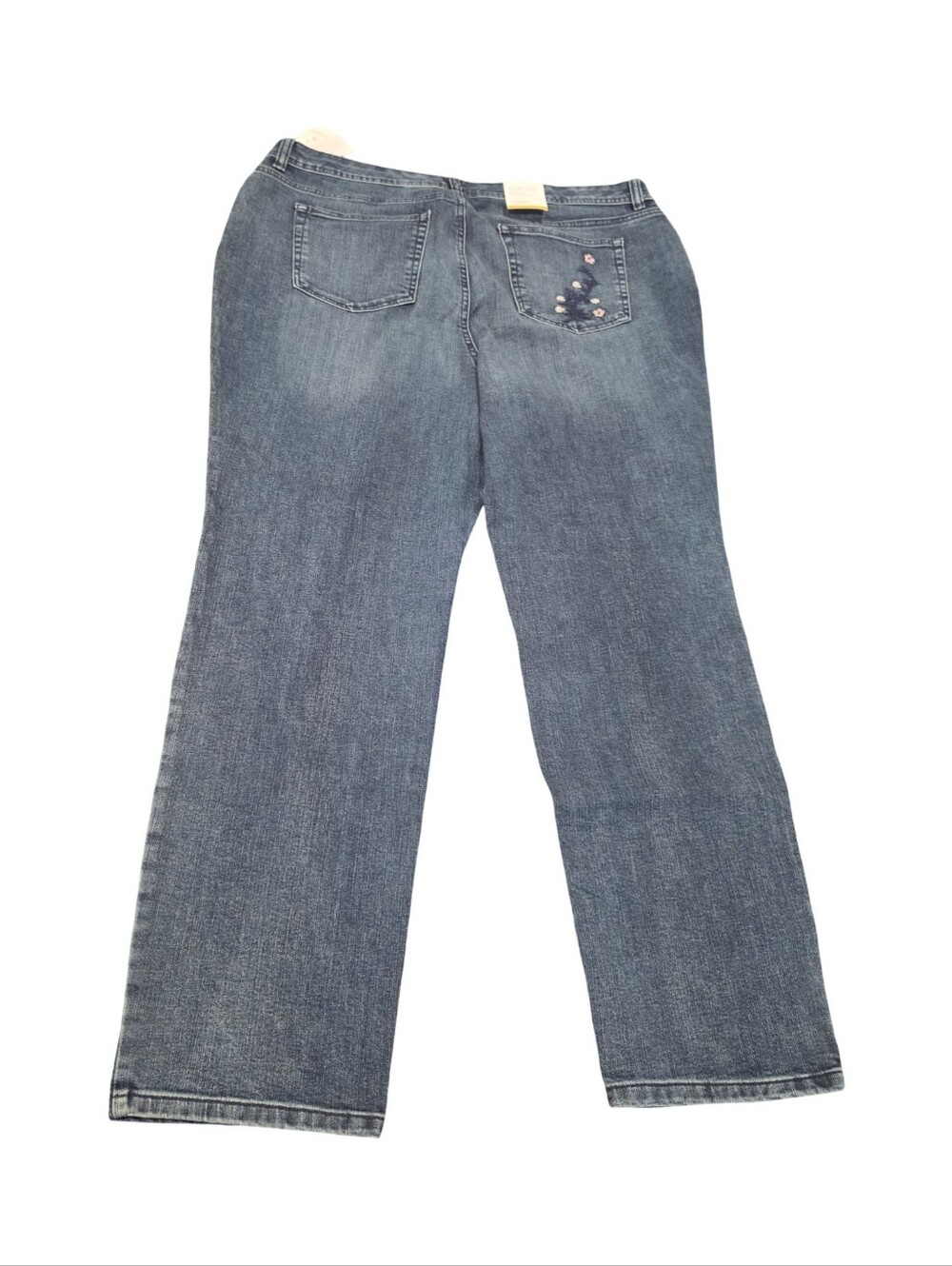 Style & Co. Blue Straight-Leg Jeans with Pink Floral Embroidery Plus Size 18 New - Picture 3 of 10